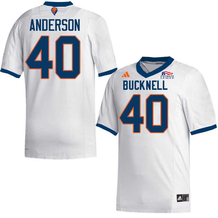 Bucknell Bison #40 Abdullah Anderson College Football Jerseys,Uniforms-White